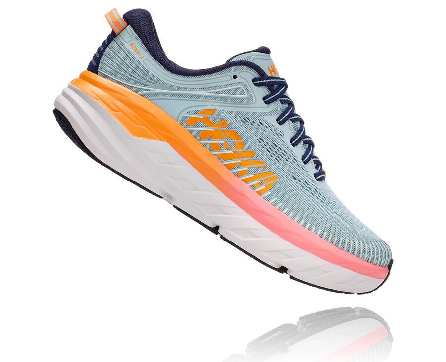 Hoka Australia One One Bondi 7 - Womens Running Shoes Blue - IFXJO-7261